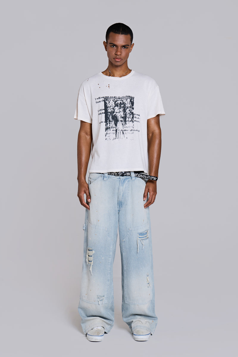 White Etching Cropped T-Shirt