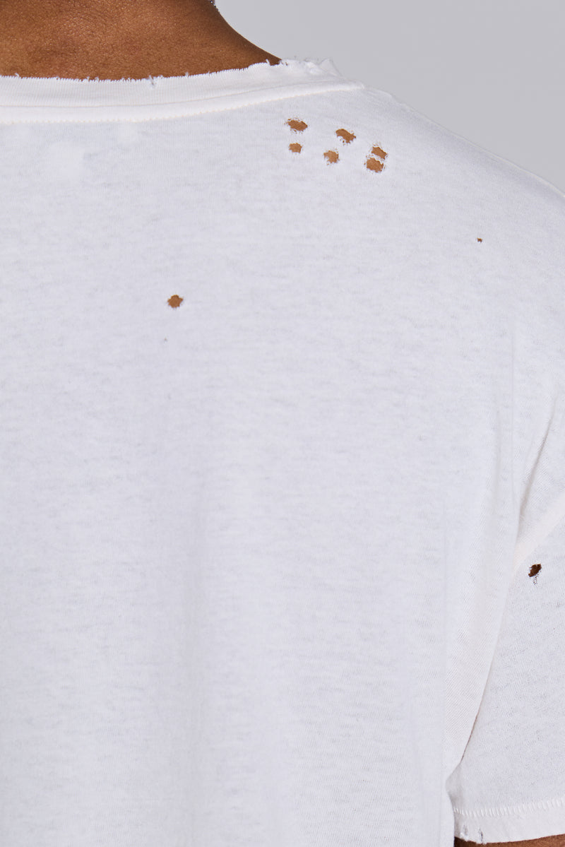 White Etching Cropped T-Shirt