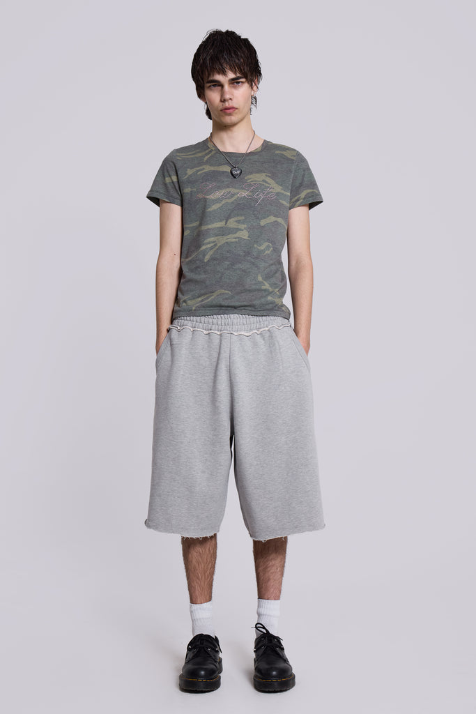 Grey Marl Monster Jogger Baggy Shorts