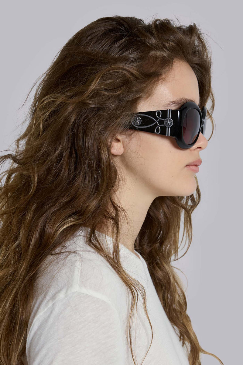 Majorette Oversized Round Sunglasses in Black
