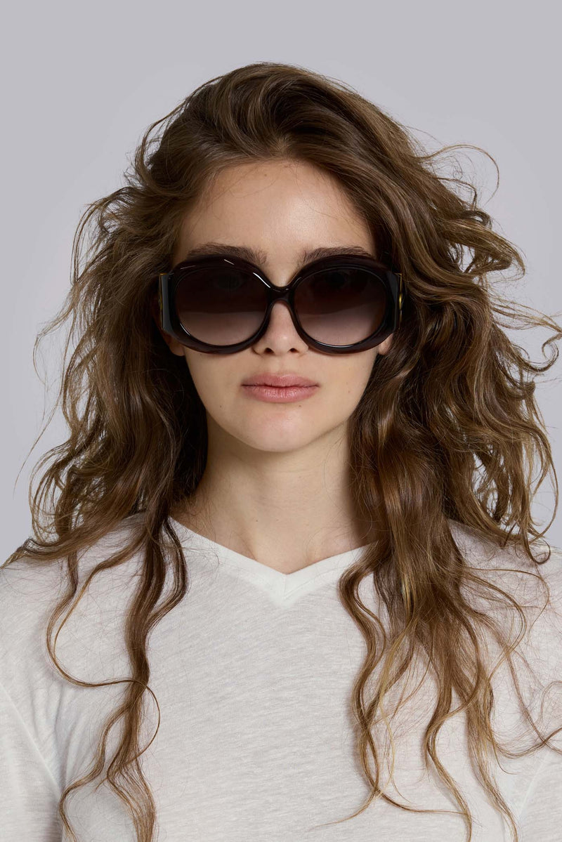Majorette Oversized Round Sunglasses in Brown