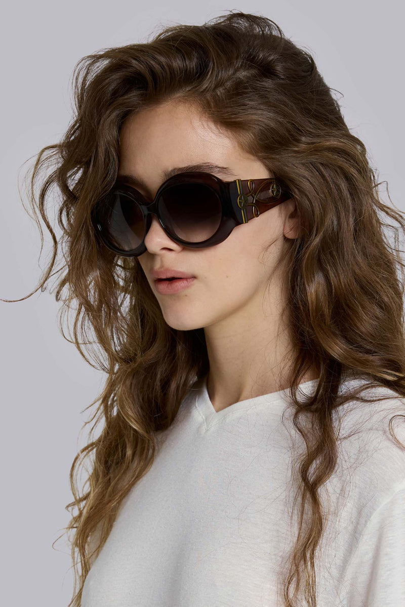 Majorette Oversized Round Sunglasses in Brown