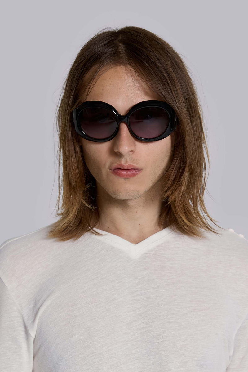Majorette Oversized Round Sunglasses in Black