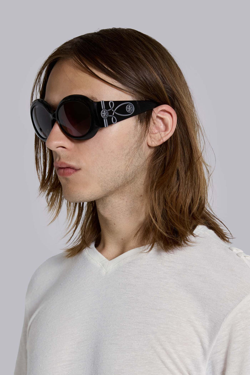Majorette Oversized Round Sunglasses in Black