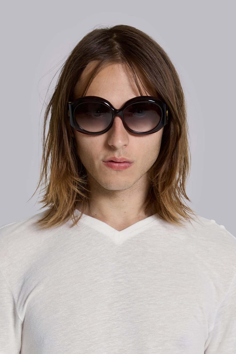 Majorette Oversized Round Sunglasses in Brown