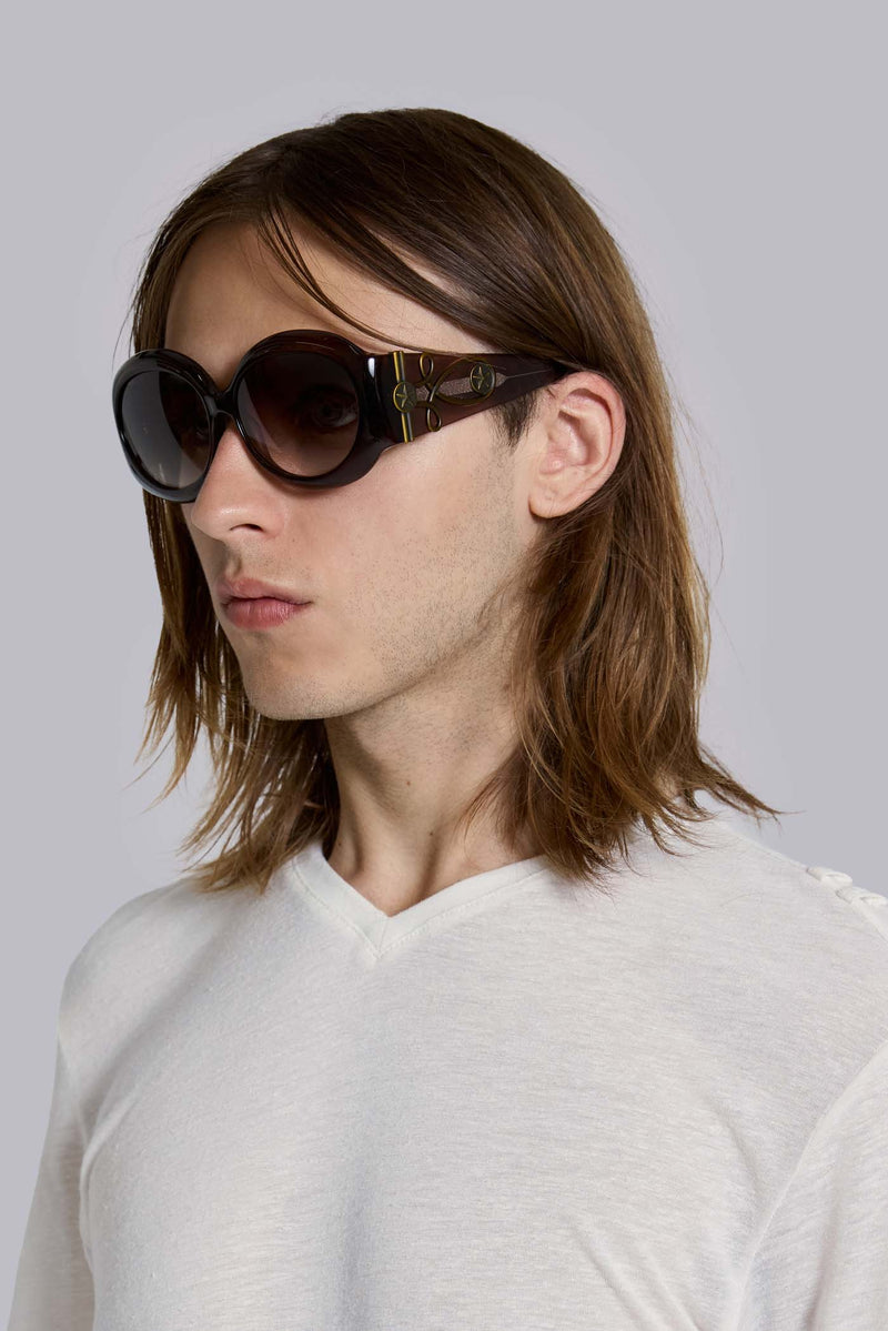 Majorette Oversized Round Sunglasses in Brown