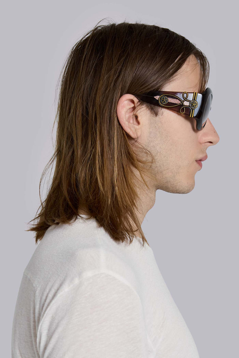 Majorette Oversized Round Sunglasses in Brown