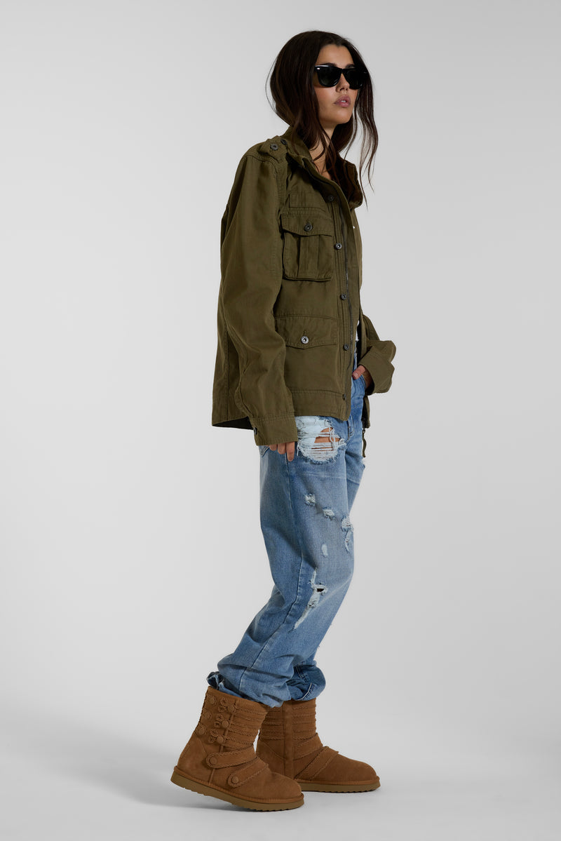 Tan Suede Drummer Shearling Boots