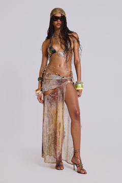 Thalita Cut Out Maxi Skirt with Bead Trims - UK 4 / Multi