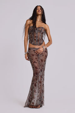 Cibele Chiffon Maxi Skirt - UK 12 / Brown
