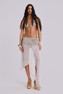 Xtal Studded Chiffon Midi Skirt - UK 16 / Grey