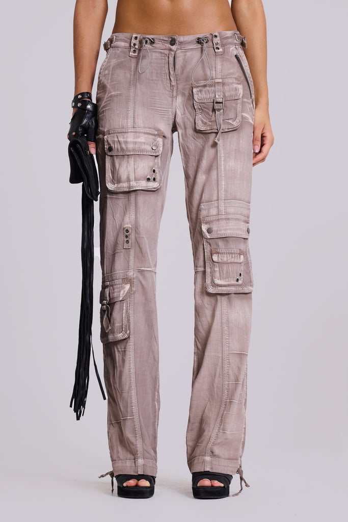 Ara Low-Rise Washed Cargo Trousers