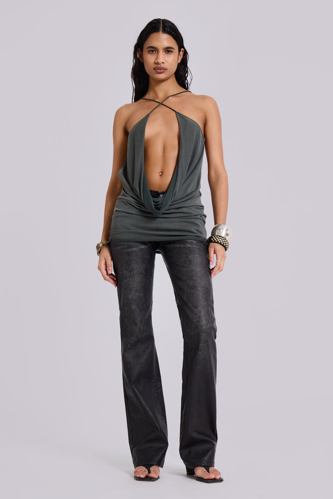 Black Cooper PU Bootcut Jeans