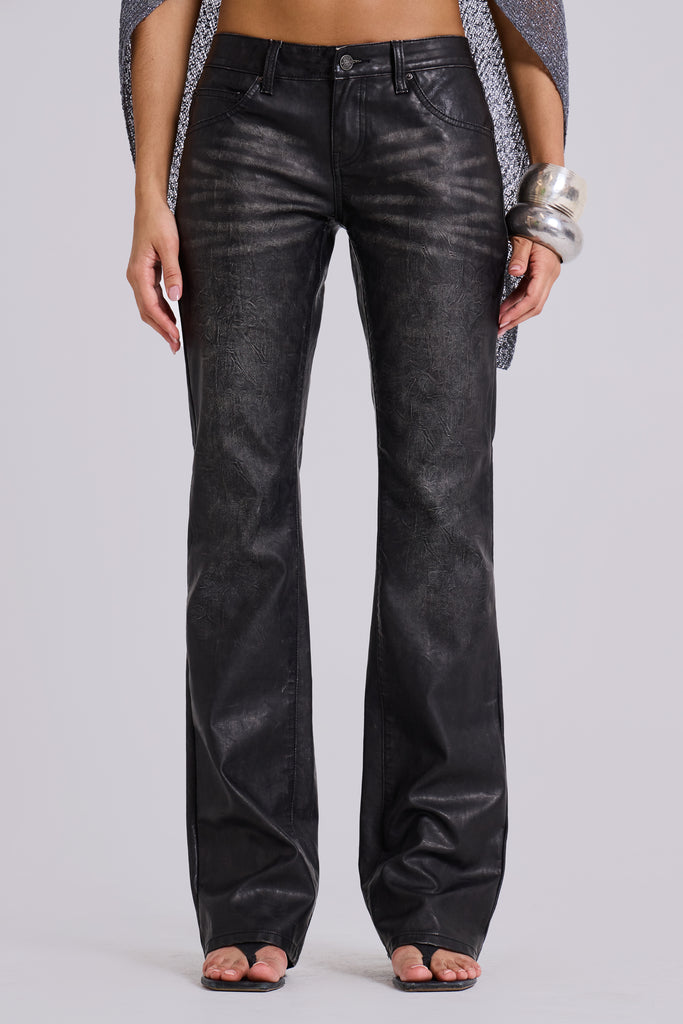 Black Cooper PU Bootcut Jeans