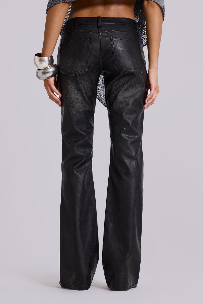 Black Cooper PU Bootcut Jeans
