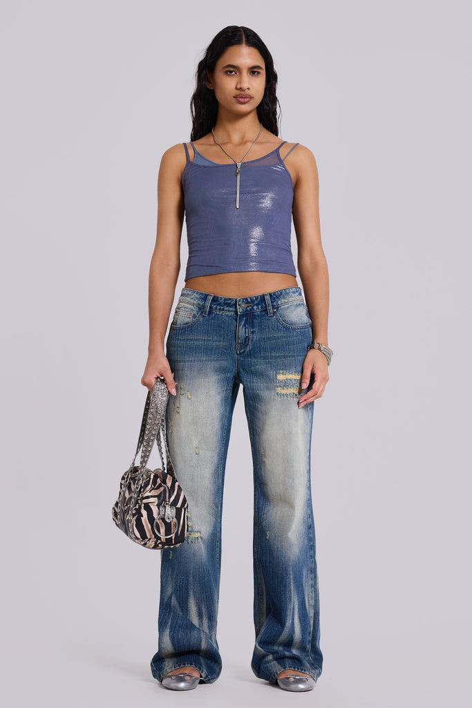 Lua Metallic Asymmetric Double Layer Top