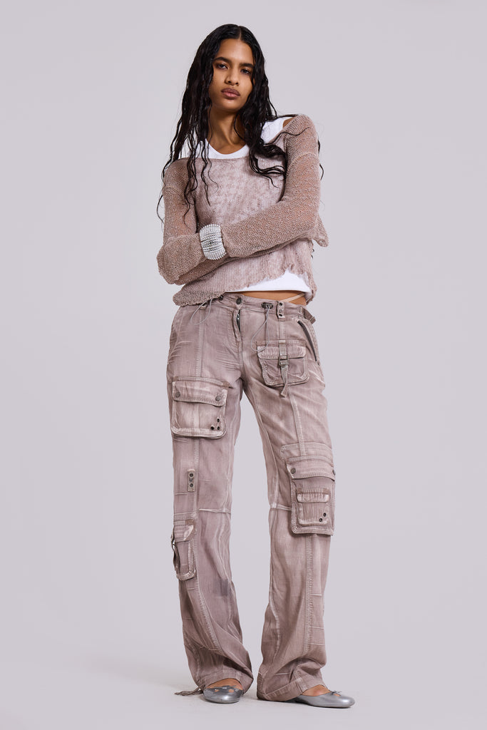 Ara Low-Rise Washed Cargo Trousers