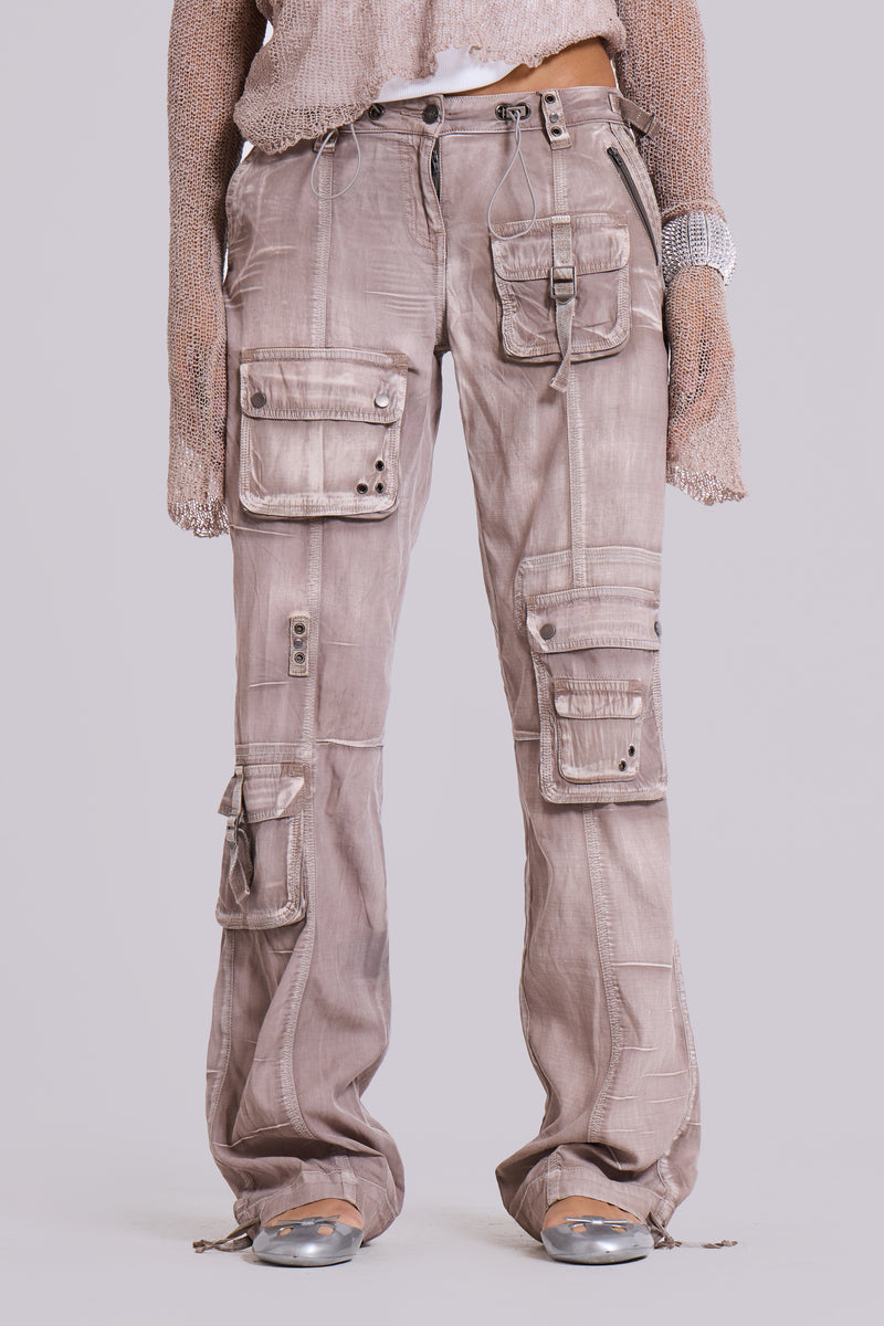 Ara Low-Rise Washed Cargo Trousers