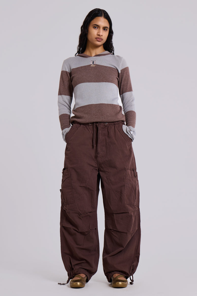 Brown Parachute Cargo Pants
