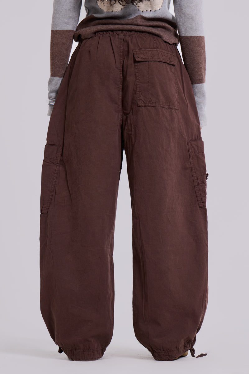 Brown Parachute Cargo Pants