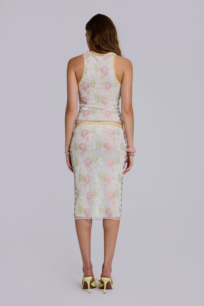 Fioretta Studded Lace Midi Skirt