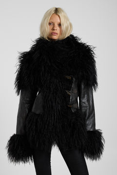 Lona Mongolian Faux Fur Coat - XS / Black