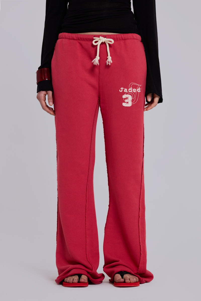 Cleo Slouchy Bootcut Jogger in Red