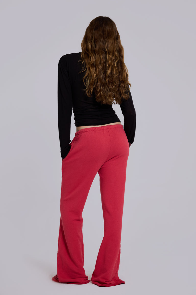 Cleo Slouchy Bootcut Jogger in Red