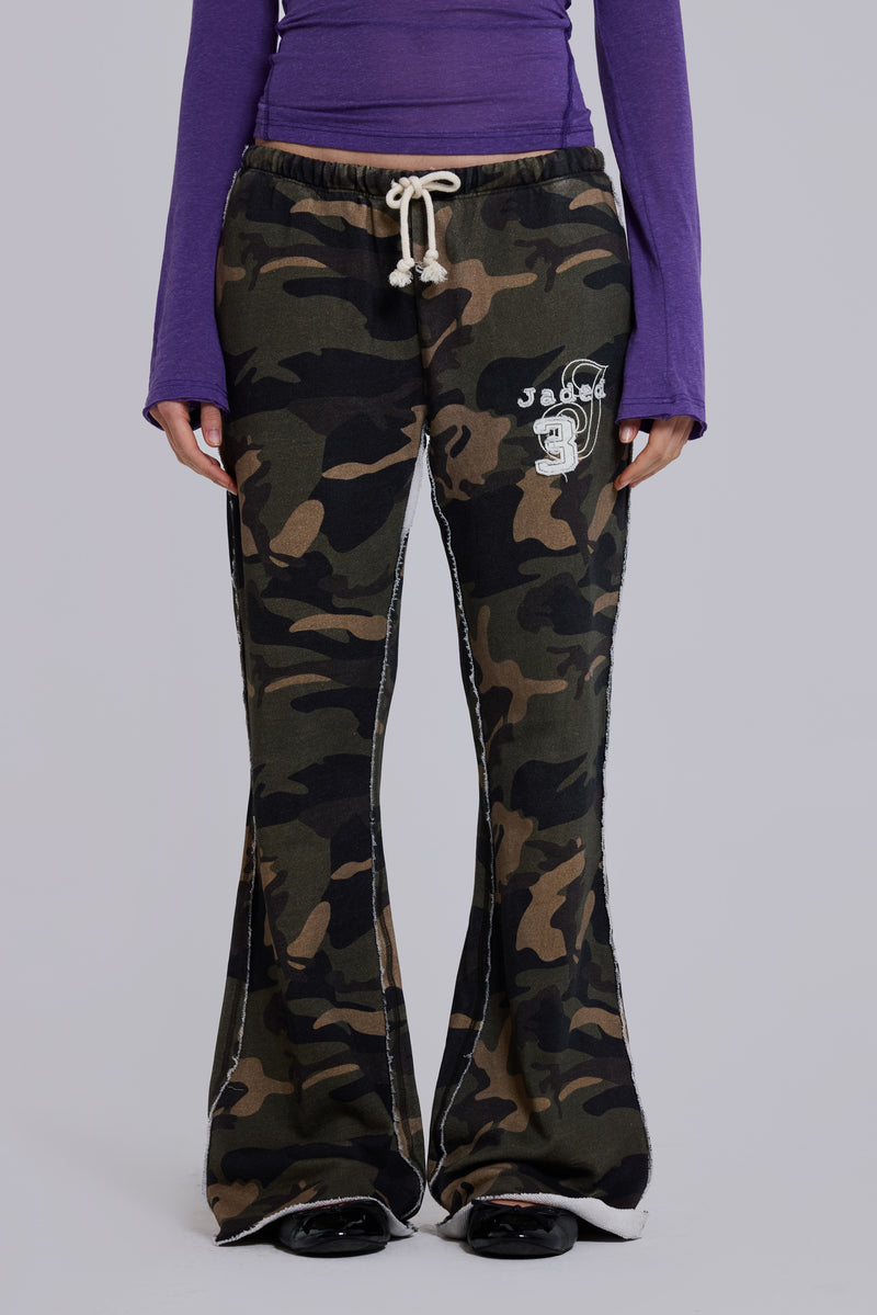 Cleo Slouchy Bootcut Jogger in Camo – view 2