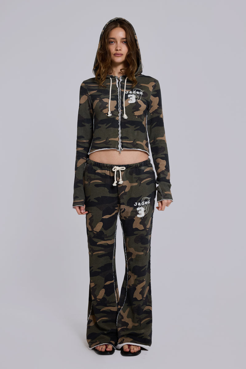Cleo Zip Through Hoodie in Camo – view 4