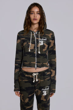 Cleo Zip Through Hoodie in Camo – view 1