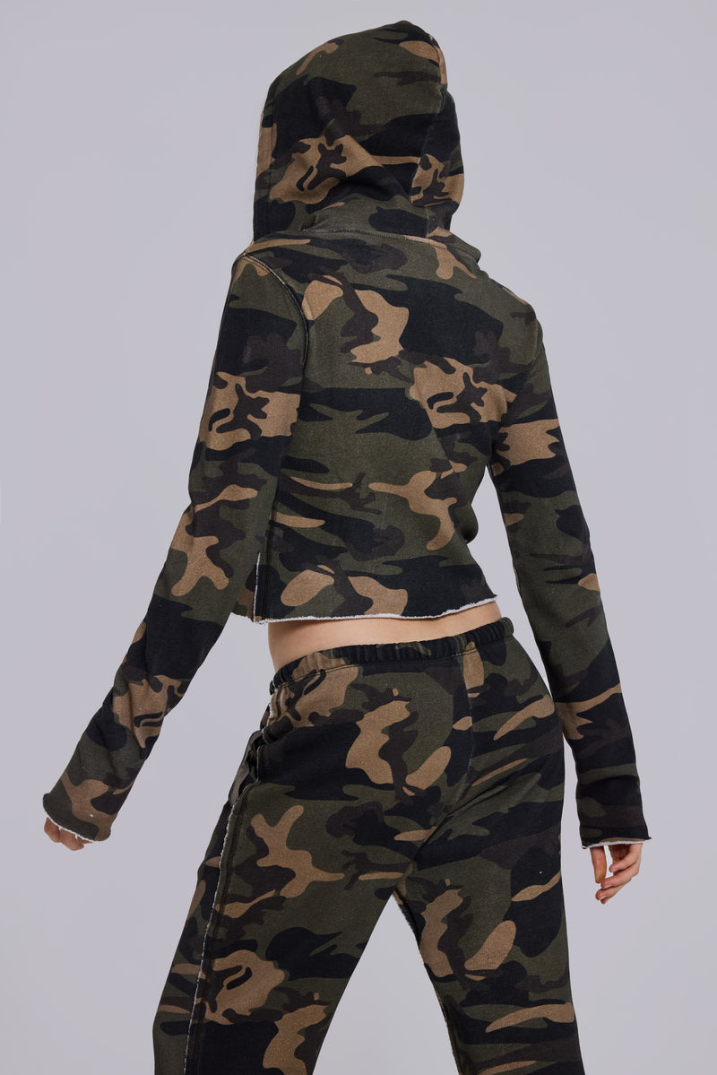 Cleo Zip Through Hoodie in Camo – view 3