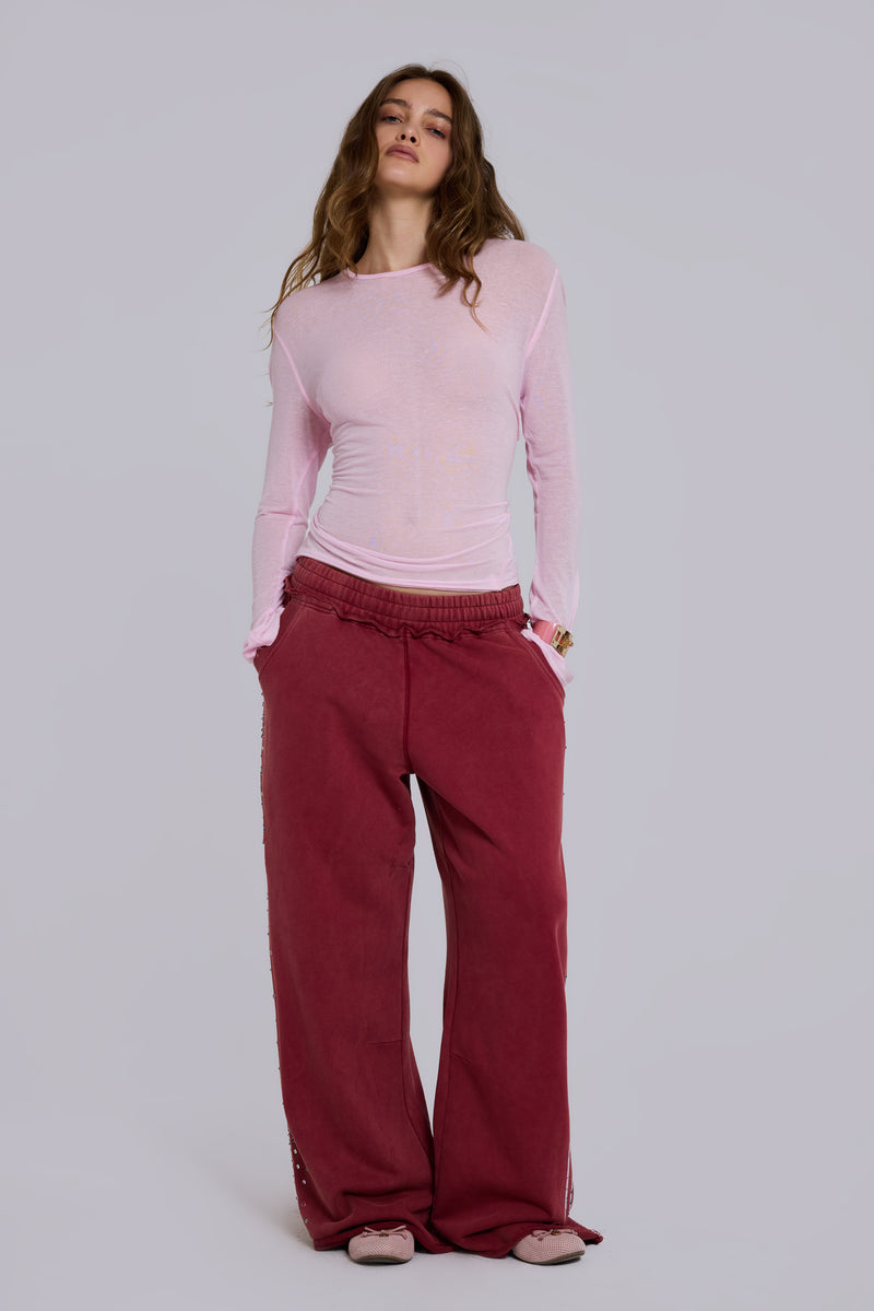 Burgundy Hardcore Jewel Monster Joggers