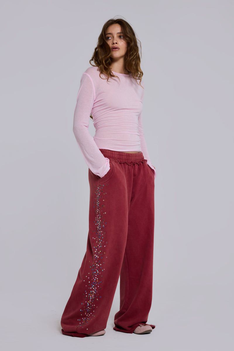 Burgundy Hardcore Jewel Monster Joggers