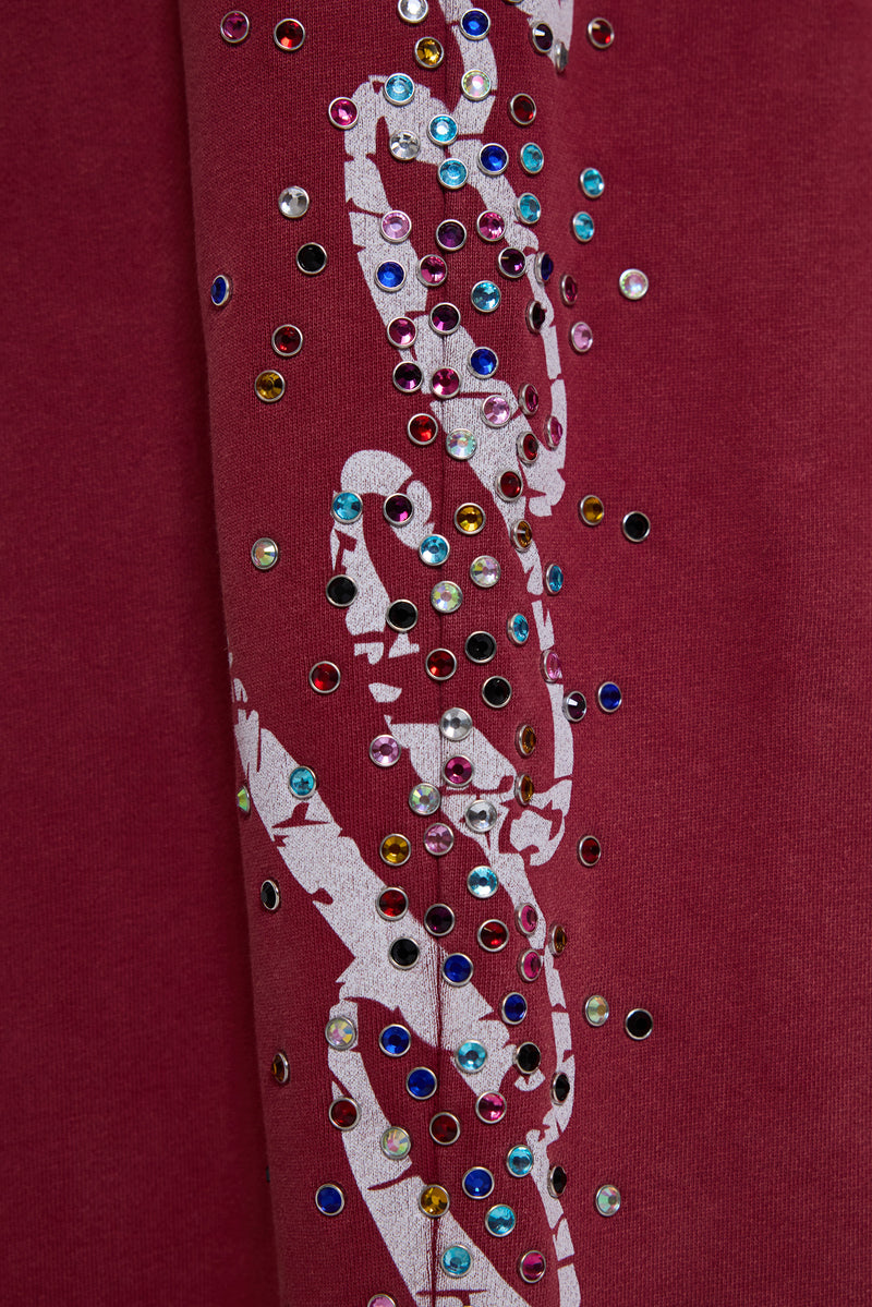Burgundy Hardcore Jewel Monster Joggers