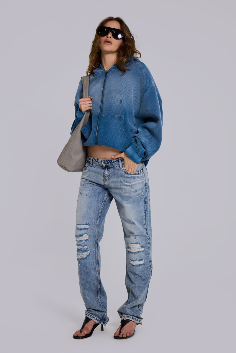 Rider Low Rise Straight Leg Jeans in Light Wash