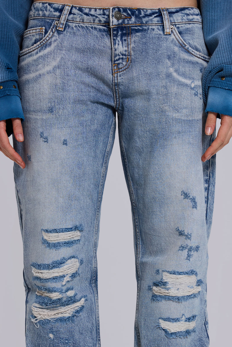 Rider Low Rise Straight Leg Jeans in Light Wash