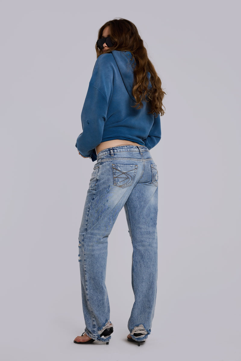 Rider Low Rise Straight Leg Jeans in Light Wash