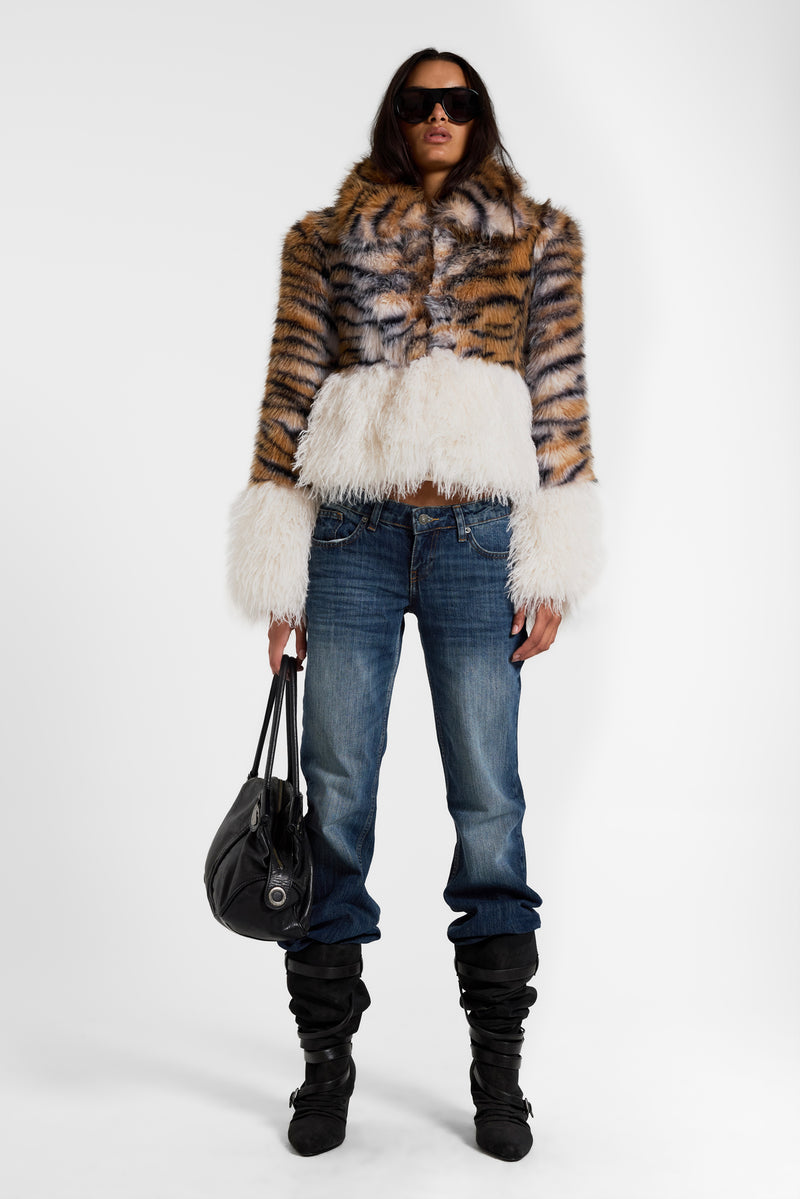 Ossin Tiger Faux Fur Coat