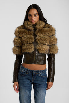Palime Pelted Faux Fur Jacket - XS / Brown