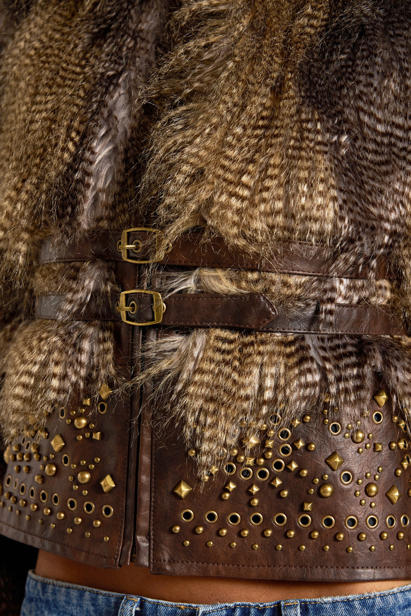 Imber Studded Faux Fur Jacket