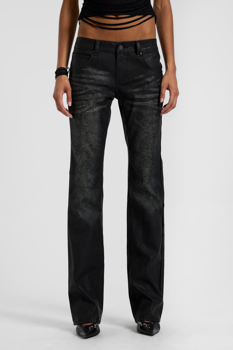 Black Cooper PU Bootcut Jeans