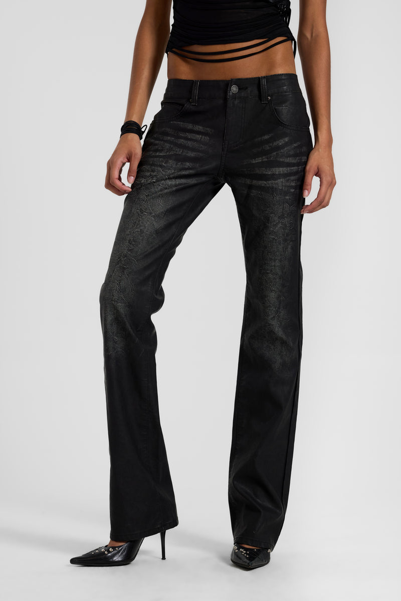 Black Cooper PU Bootcut Jeans