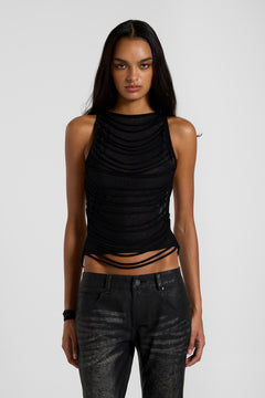 Strings Attached Backless Jersey Top - UK 4 / Black