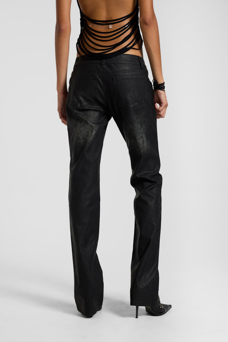 Black Cooper PU Bootcut Jeans