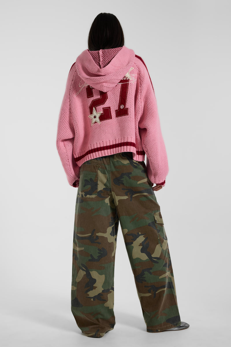 Nellie Pink Hooded Knit Cardigan