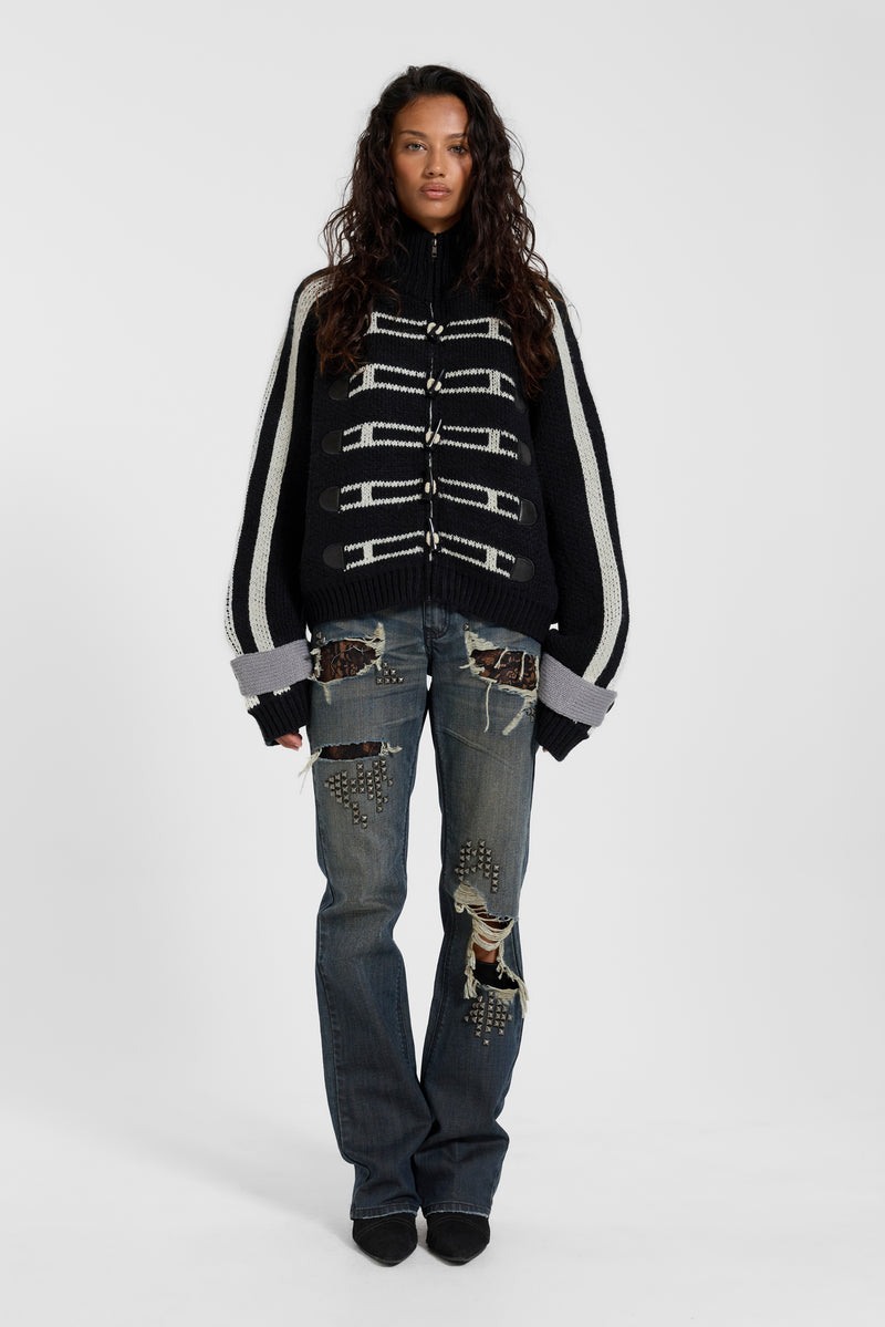 Loli Toggle Knitted Bomber Jacket – view 3