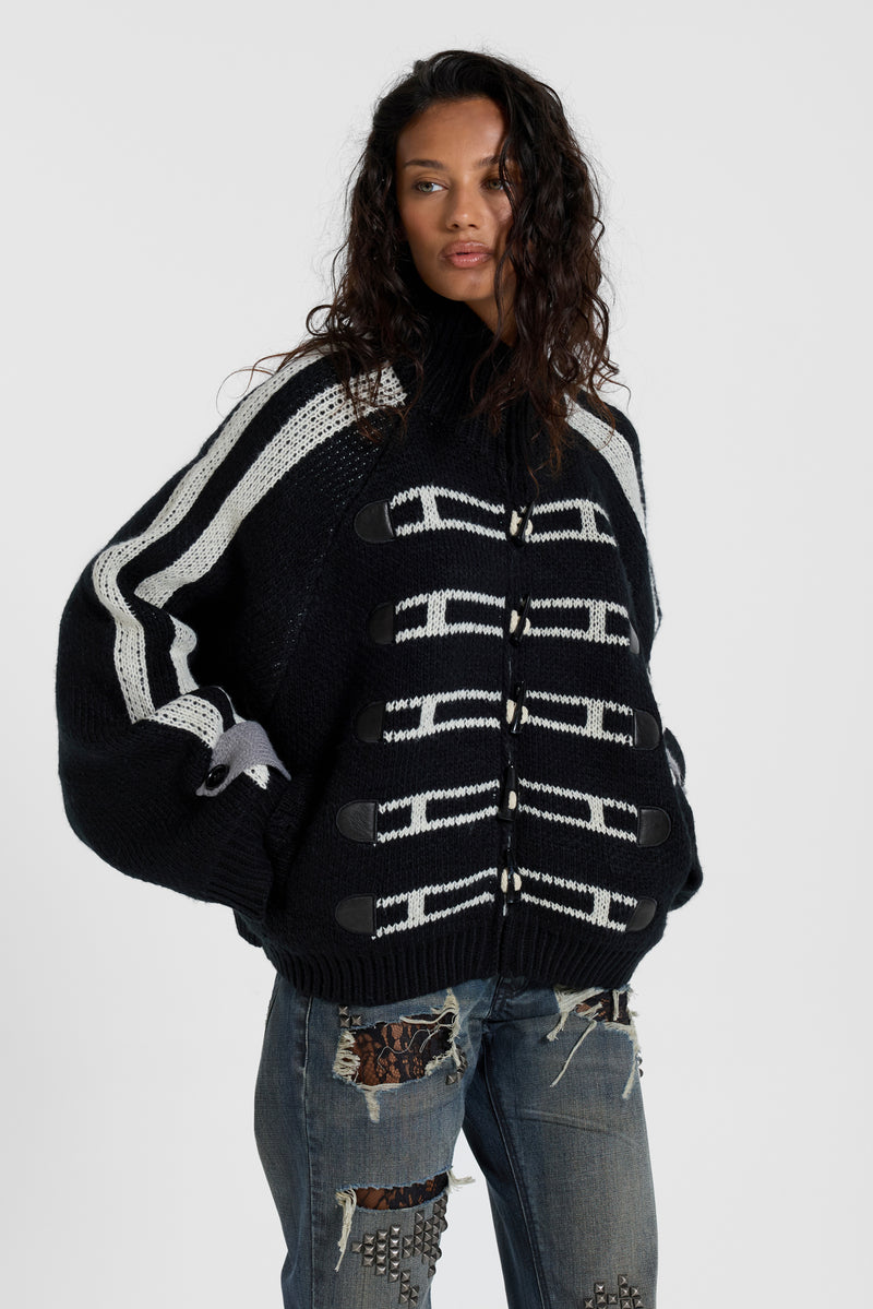 Loli Toggle Knitted Bomber Jacket – view 1