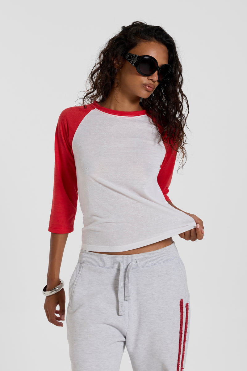 Red Los Angeles Slim Raglan Top – view 4