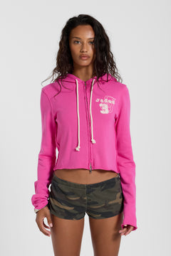 Cleo Zip Through Hoodie in Pink - XXS / Pink